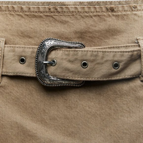 Zara DENIM TRF MINI SKIRT/ zara jean beige skirt - Picture 2 of 7